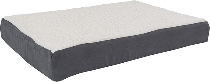 PETMAKER Orthopedic Dog Bed - 2-Layer 30x20.5-Inch Memory Foam Pet Mattress with Machine-Washable Sherpa Cover for Medium Dogs up to 45lbs (Gray)