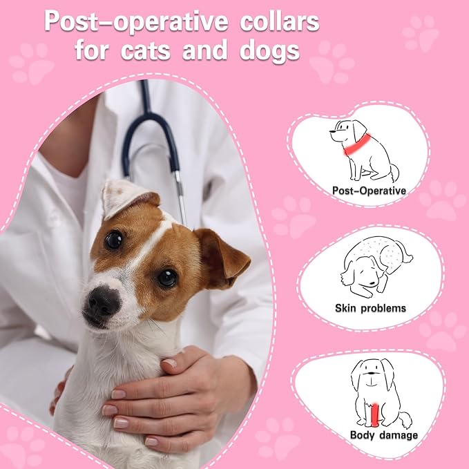 Dog Cone,Dog Surgery Collar,Dog Cones for Small Medium Large Dogs,Inflatable Cone for Dogs,Dog Cone Collar, Does not Impede Vision Dog Recovery Collar(XL Pink)