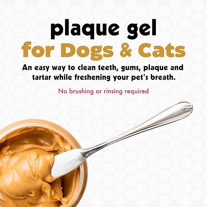 Petkin Plaque Remover Gel, Peanut Butter – Cleans Teeth and Gums, Removes Plaque and Tartar - Freshens Breath and Whitens Teeth with Baking Soda - Ideal for Daily Use, No Brushing or Rinsing - 4 fl oz