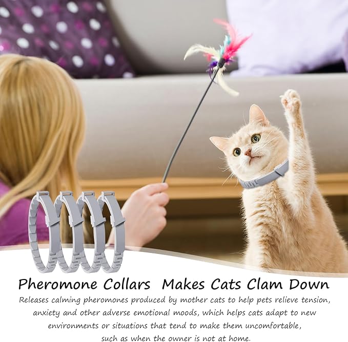 4 Pcs Calming Collar for Cats Cat Pheromone Calming Collar Stress (Gray)