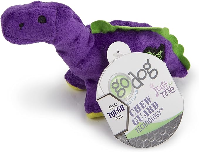 goDog Just For Me Bruto with Chew Guard Technology Plush Dog Toy, Purple, Mini