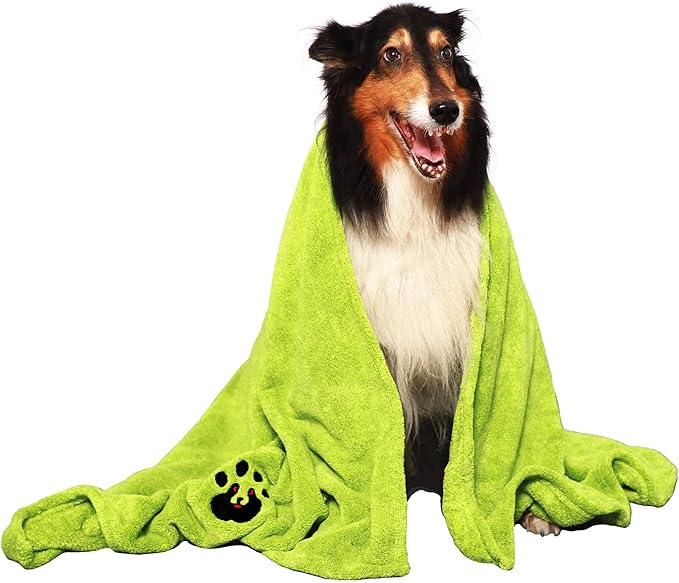 Extra Large Dog Towels for Drying Dogs Super Absorbent Soft Microfiber Pet Bath Grooming Towel for Dogs and Cats & Other Pets (XL-55" * 36", Green)