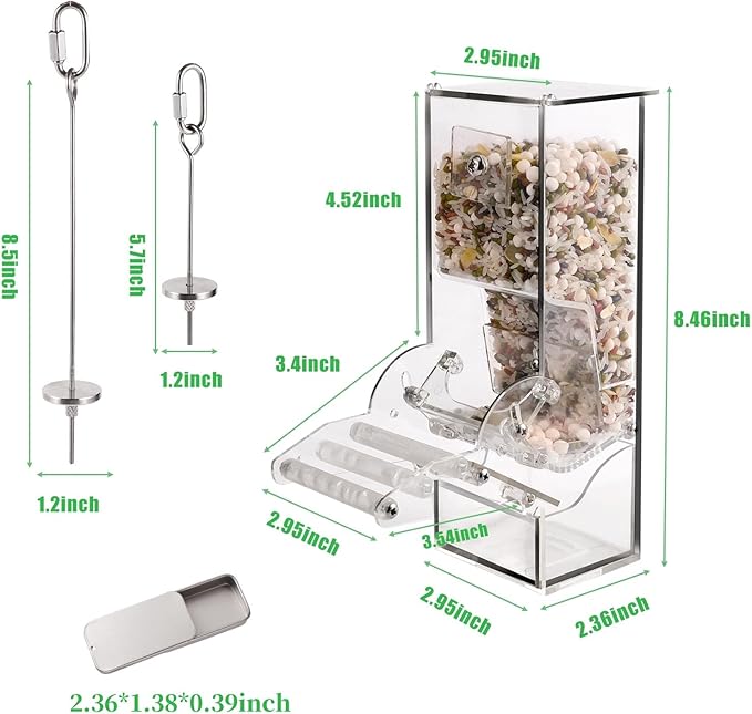 No Mess Bird Feeder Set Automatic Parrot Feeder 6PCS Automatic Bird Cage Feeders Transparent Parakeet Seed Container Food Feeder for Cage with Veggies Skewer Bird Training Feeder