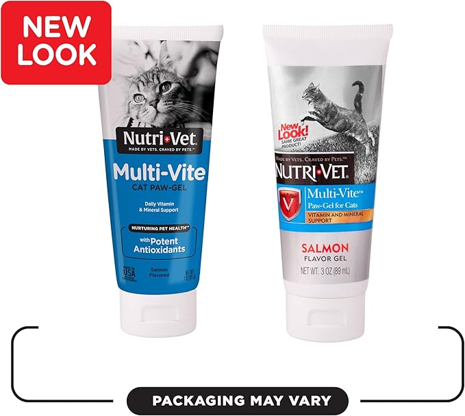 Nutri-Vet Multi-Vite Multivitamin Paw Gel for Cats | Tasty & Easy to Give Cat Vitamins | 3 Ounce Tube