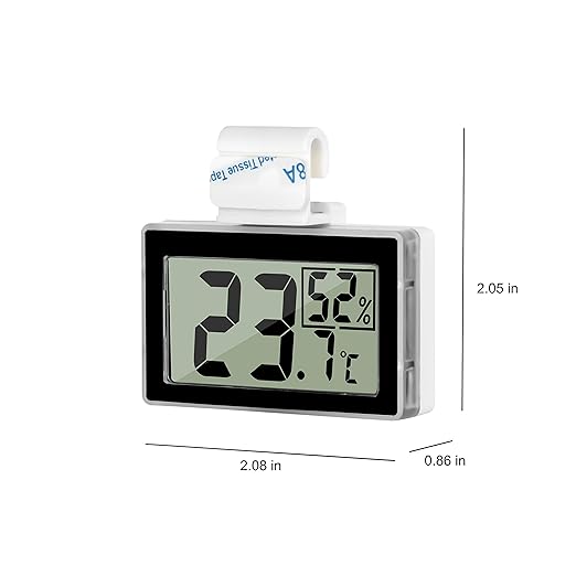 Reptile Thermometer Reptile Terrarium Thermometer Hygrometer Digital Thermometer Hygrometer for Reptile Terrarium, Temperature and Humidity Monitor in Reptiles Tank with Hook