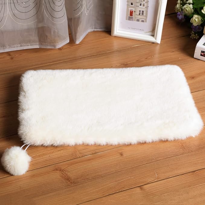 2-Pack 16" x 23.6" Faux Rabbit Fur Cat Dog Bed Cushion, Soft and Non-Shedding