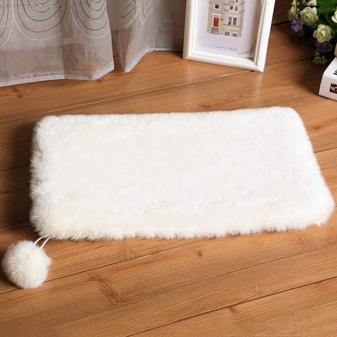 2-Pack 10"x14" Rectangular Faux Rabbit Fur Cat Dog Bed Cushion Pad Mat, Cat Tree Tower Replacement Cushion Pad, Pad for Window Perch, Cat Dog Carrier House Cage Crate Kennel Furniture