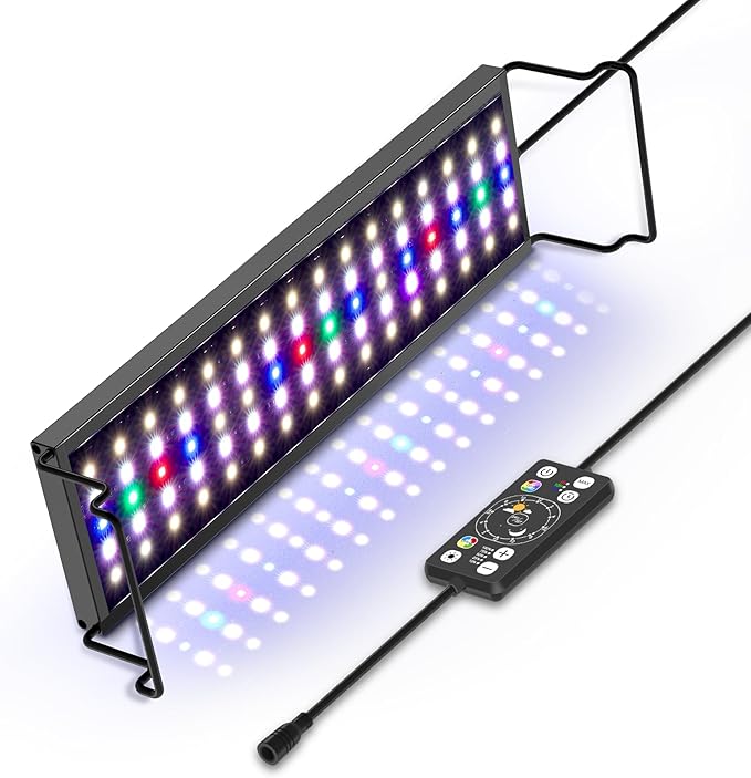 hygger Aquarium LED Light Fish Tank Full Spectrum Lighting with 24/7 Day-Night Cycle Mode & Auto On/Off Timer, 7 Colors Options, Dimmable, Extendable Bracket for 12~18inch Freshwater Plant Tank