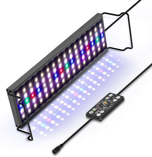 hygger Aquarium LED Light Fish Tank Full Spectrum Lighting with 24/7 Day-Night Cycle Mode & Auto On/Off Timer, 7 Colors Options, Dimmable, Extendable Bracket for 12~18inch Freshwater Plant Tank