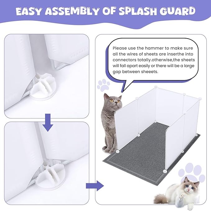 Cat Litter Box Enclosure, Extra Large Litter Box Splash Guard with Cat Litter Mat, High Sided Litter Box Pee Shield, 26" L×19" W×19.5" H, Easy Clean