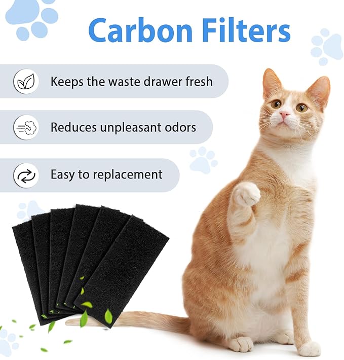 Activated Carbon Filters Pads Compatible with CATLINK Cat Litter Box, Only for Scooper Luxury Pro/Luxury Pro-X/Young/Young Pro-X (6 Pads)