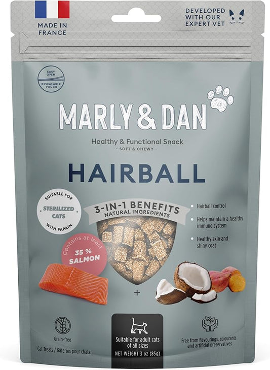 Marly & Dan Salmon Treats for Cats with Brewers Yeast & Coconut, Hairball Recipe