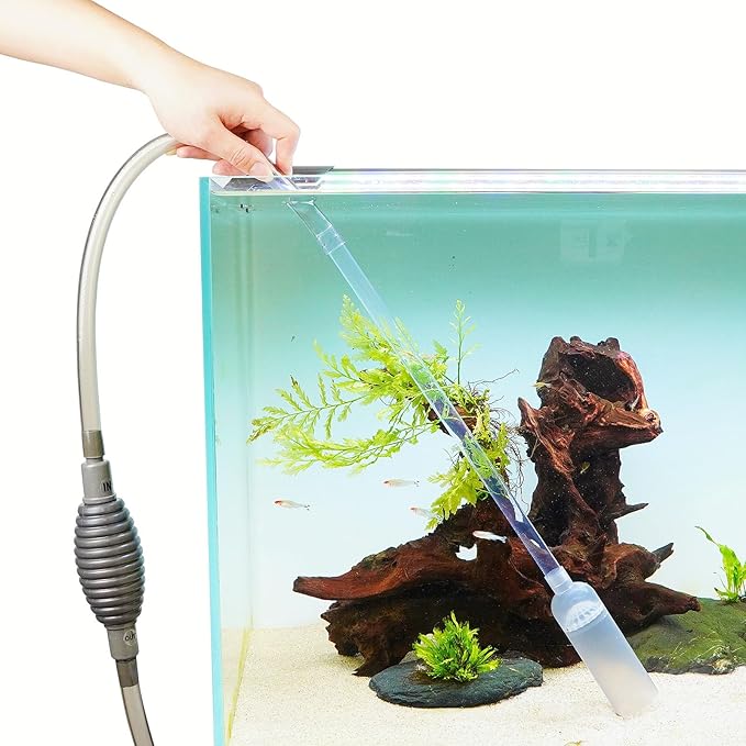 Gravel Vacuum for Aquarium with Fish Tank Cleaning Kit, Aquarium Siphon Sand Cleaner Suitable for Various Tank Sizes (Grey)