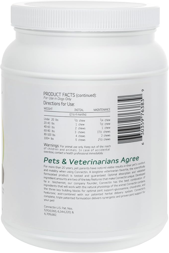 In Clover InClover Connectin Hip and Joint Supplement for Dogs. Combines Glucosamine, Chondroitin and Hyaluronic Acid with Herbs for Comfort and Mobility