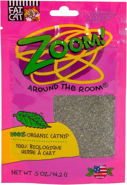 Petmate Organic Catnip - Hoots Zoom Around the Room Catnip - Grown & Harvested in USA 0.5oz pouch