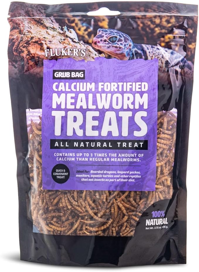 Fluker's Grub Bag All Natural Calcium Fortified Mealworm Treats, Packed with Protein, Rich in Nutrients, A Reptile Favorite, 3 oz