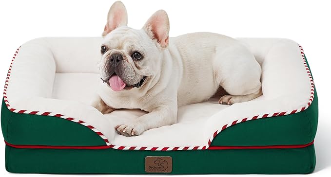 Bedsure Orthopedic Dog Bed for Medium Dogs - Waterproof Dog Sofa Beds Medium, Supportive Foam Pet Couch Bed with Removable Washable Cover, Waterproof Lining and Nonskid Bottom, Green