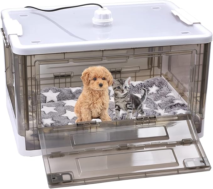 Puppy Incubator,Puppy Incubator with Heating, Large PET Brooder Nursery, Kitten Incubator,Incubator for Puppies with Puppy Bed Mat (55L)