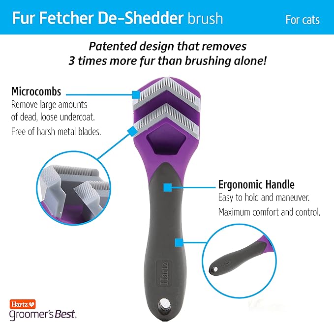 Hartz Groomer's Best Fur Fetcher De-Shedder Cat Brush,Black