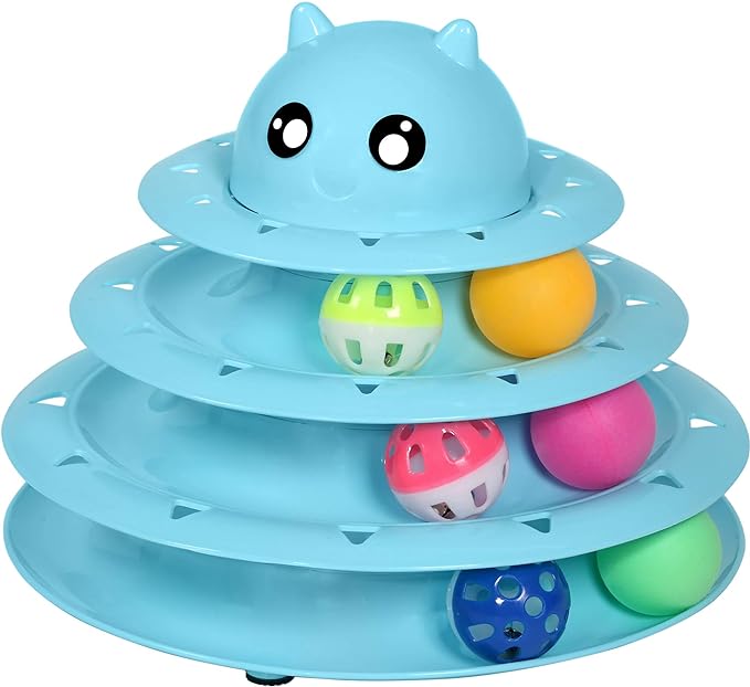 UPSKY Cat Toy Roller 3-Level Turntable Cat Toys Balls with Six Colorful Balls Interactive Kitten Fun Mental Physical Exercise Puzzle Kitten Toys