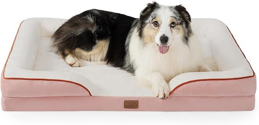 Bedsure Orthopedic Dog Bed for Extra Large Dogs - XL Washable Dog Sofa Beds Large, Supportive Foam Pet Couch Bed with Removable Washable Cover, Waterproof Lining and Nonskid Bottom, Pink, 42"