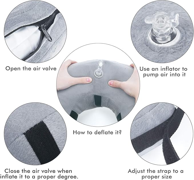 BENCMATE Protective Inflatable Collar for Dogs and Cats - Soft Pet Recovery Collar Does Not Block Vision E-Collar (X-Large, Grey)