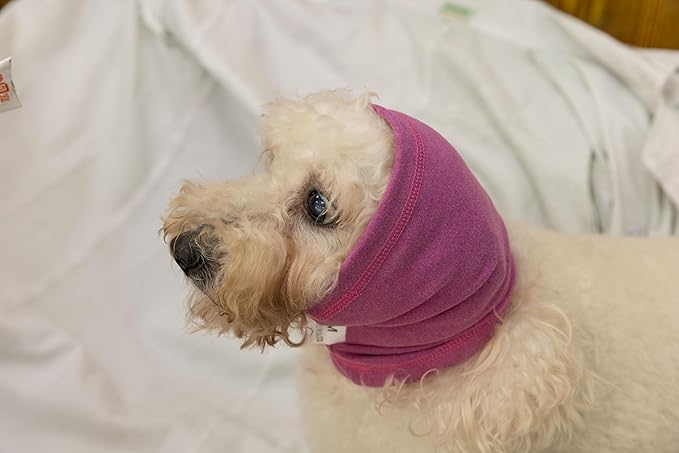 Ear Hematoma Dog No Wrap Ear flap Hoodies Neck Protector Dog Ear Wrap Snood Quiet Ears for dogs Rose M