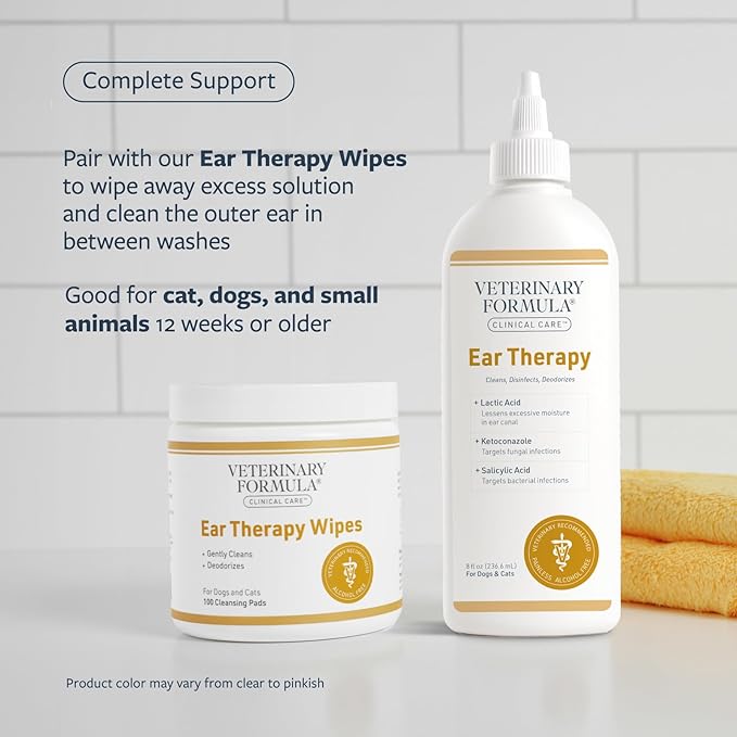 Veterinary Formula Clinical Care Ear Therapy, 8 oz. – Cat and Dog Ear Cleaner – Helps Soothe Itchiness and Clean The Ear Canal of Debris and Buildup