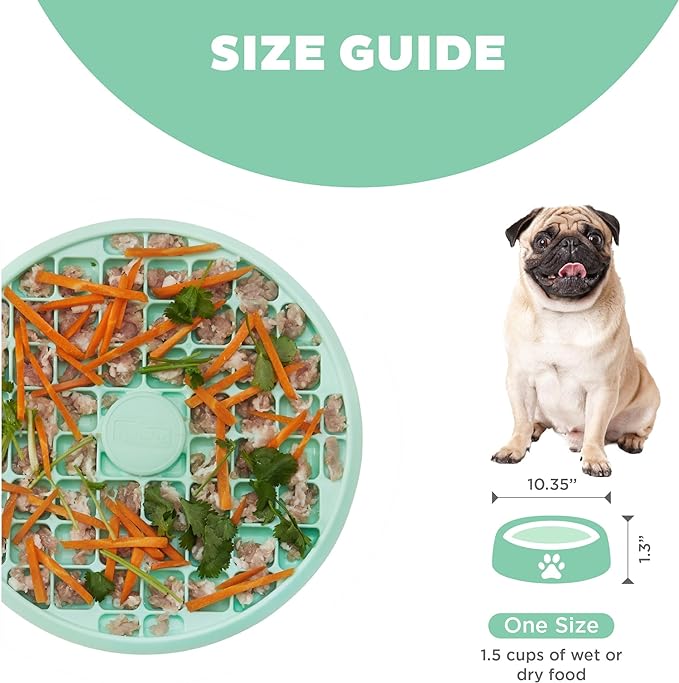 Outward Hound Fun Feeder Slo Tray Slow Feeder Dog Bowl for French Bulldogs and Other Brachycephalic Breeds or Flat-faced Breeds, One Size, Mint Green