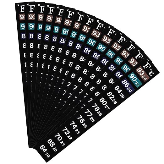 20 Pieces Digital Temperature Sticker Adhesive Thermometer Strip Aquarium Thermometer Sticker Temperature Thermometer Strips in Degree Fahrenheit and Celsius Display for Fish Tank and Aquarium