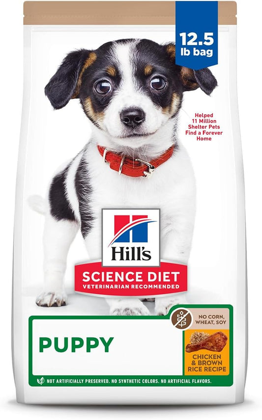 Hill's Science Diet Puppy, Puppy Premium Nutrition, Dry Dog Food, No Corn, Wheat, Soy Chicken & Brown Rice, 12.5 lb Bag