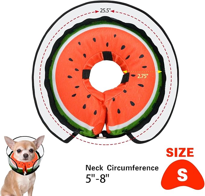 Dog Cone,Dog Surgery Collar,Dog Cones for Small Medium Large Dogs,Inflatable Cone for Dogs,Watermelon Dog Cone Collar, Does not Impede Vision Dog Recovery Collar