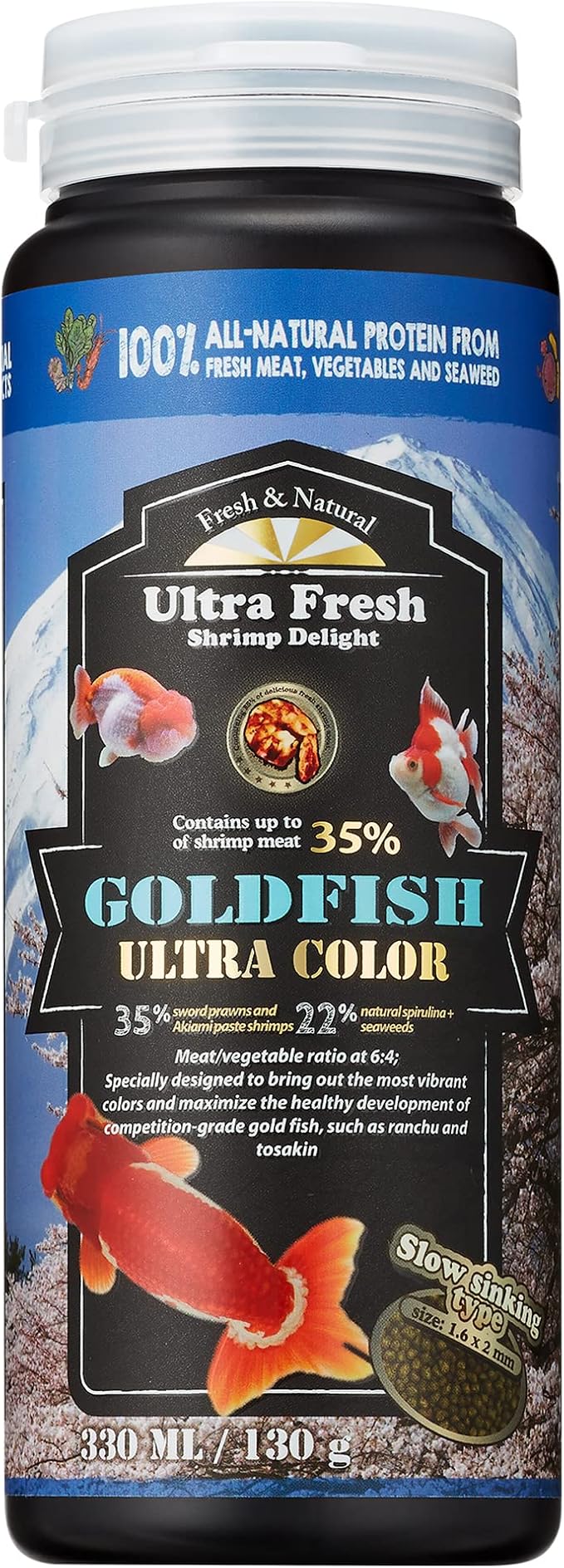 Ultra Fresh Sinking Goldfish Food, Color Enhancing, Balanced Diet, All Natural Ingredients, Clear Water Formula, Slow Sinking Gold Fish Pellets, Goldfish Ultra Color (4.6 oz)