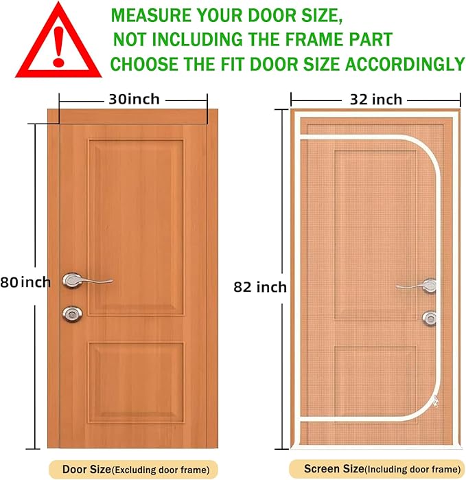 Upgraded Pet Screen Door,Fits Door Size 30''x 80'',Thickened Cat Resistant Mesh Screen Door for Living Room,Kitchen,Bedroom,Cat Proof Screen with Zipper Closure.
