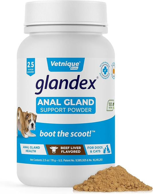 Glandex Dog Fiber Supplement Powder for Anal Glands with Pumpkin, Digestive Enzymes & Probiotics - Vet Recommended Healthy Bowels and Digestion - Boot The Scoot (Beef Liver, 2.5oz Powder)