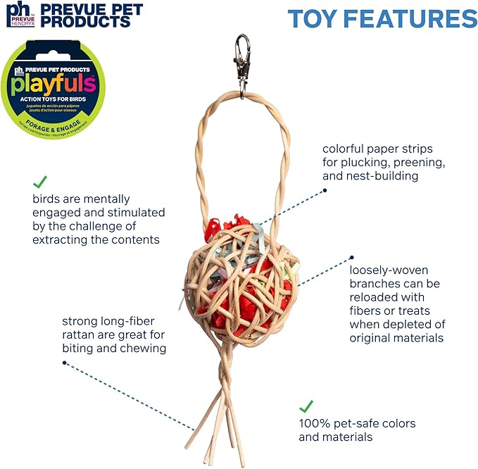 Prevue Pet Products Treat Basket - Playfuls Forage & Engage Bird Toy 60242