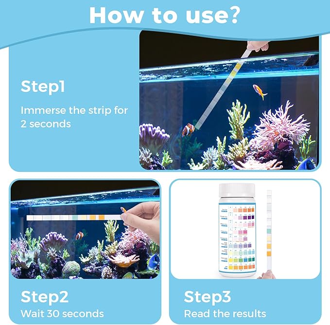 9 in 1 Aquarium Water Test Kit - Easy & Accurate Aquarium Test Strips, 125 Strips Fish Tank Water Testing Kit Monitor pH, Nitrite, Nitrate and More - Ideal for Freshwater and Saltwater Aquariums