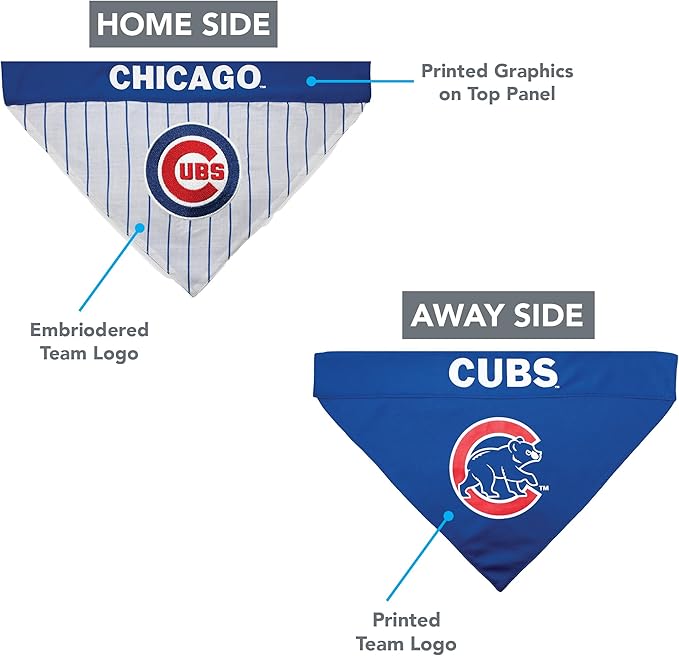 Pets First CUB-3217-S-M MLB Dog Bandana - Chicago Cubs Reversible Pet Bandana, Small/Medium, MLB Team Color
