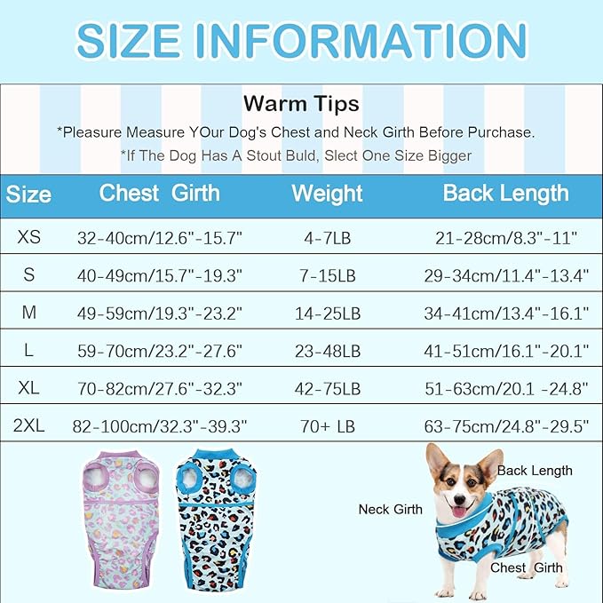 Kuoser Recovery Suit for Dogs After Surgery, Soft Dog Surgery Suit for Female Spay Male Neuter, Breathable Dog Onesie E-Collar & Cone Alternative Pet Bodysuit Anti Licking Wounds Surgical Shirt, XS