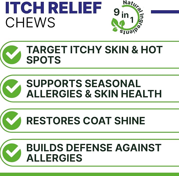 Allergy Relief Dog Chews - Itchy Skin Relief w/Probiotics + Omega 3 + Colostrum - Seasonal Allergies - Anti-Itch Treats - Skin&Coat + Immune Supplement - Made in USA - Chicken Flavor -120Ct