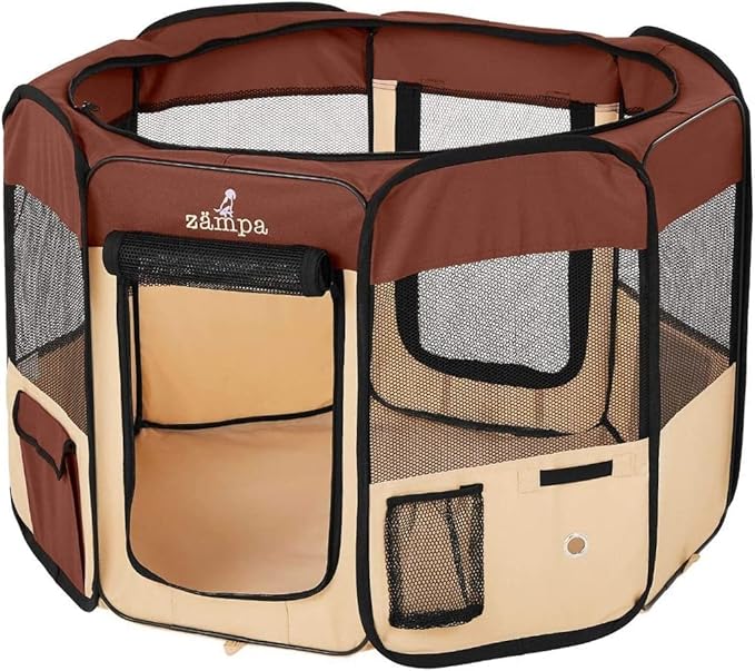 Zampa Puppy Playpen Extra Small 29"x29"x17" Portable Pop Up Playpen for Dog and Cat, Foldable | Indoor/Outdoor Kitten Pen & Travel Pet Carrier + Carrying Case.