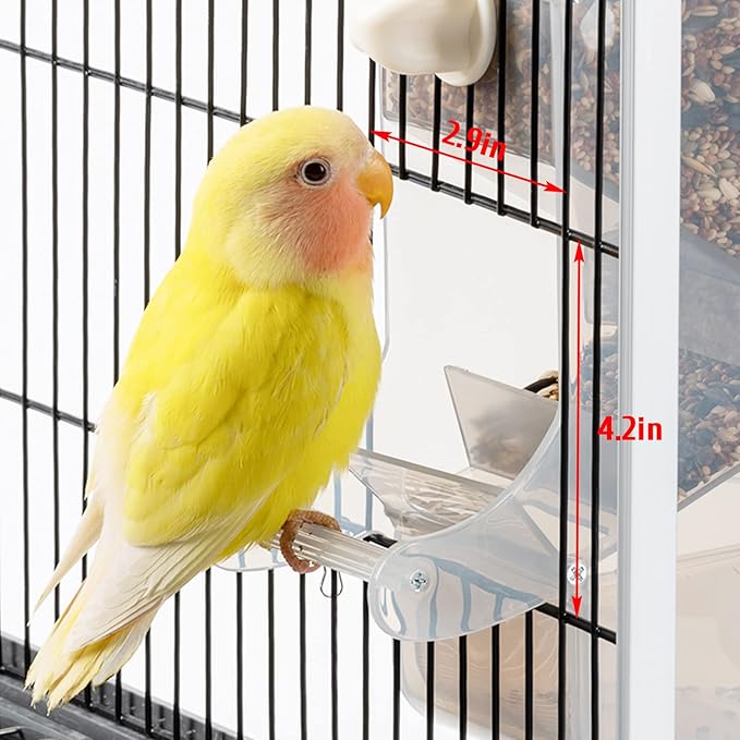 Hamiledyi Parrot Automatic Feeder No Mess Bird Feeder for Cage Parakeet Seed Food Container Plastic Lovebirds Cage Accessories for Small Conures Budgies Canary Finches(Gray)
