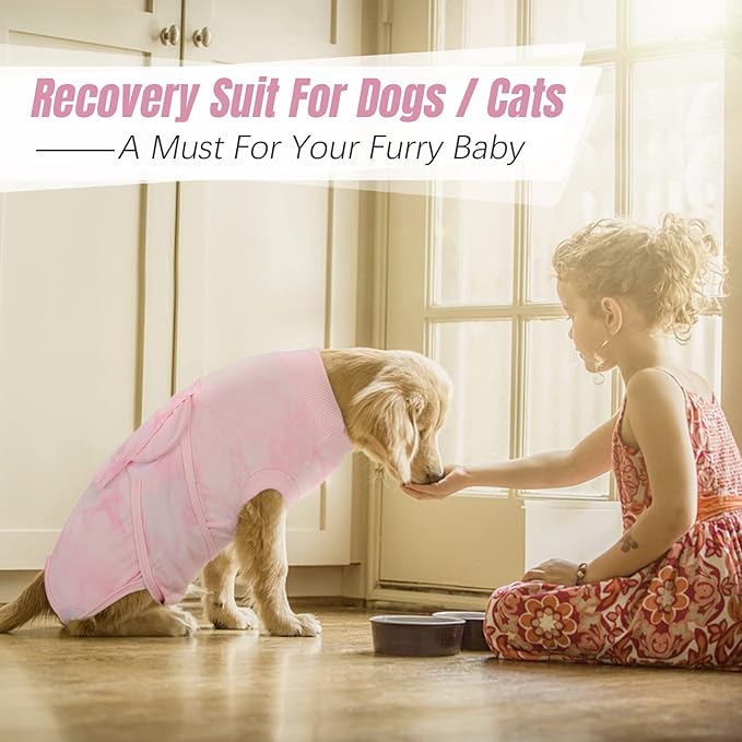 Kuoser Dog Surgery Recovery Suit, Professional Spay & Neuter Surgical Onesie for Dogs, Soft Breathable Abdominal Dog Bodysuit Dog Cone Alternative Anti Licking Wounds Dog Surgery Suits, S