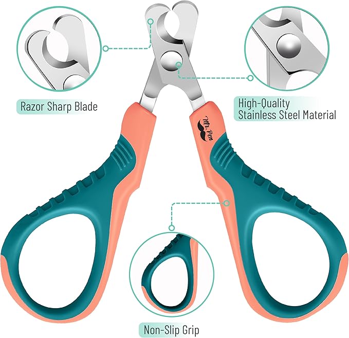 Mr. Pen-Cat Nail Clipper, Peach & Teal, Cat Nail Trimmer, Cat Nail Clippers, Cat Claw Clippers, Cat Clippers for Nails, Pet Nail Clippers, Kitten Nail Clipper, Small Dog Nail Clipper, Cat Claw Trimmer