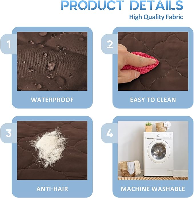 CHHKON Dog Bed Covers Replacement Washable Waterproof Pet Puppy Bed Cover for Dog, Cover Only (Brown,48x30x6 inch)