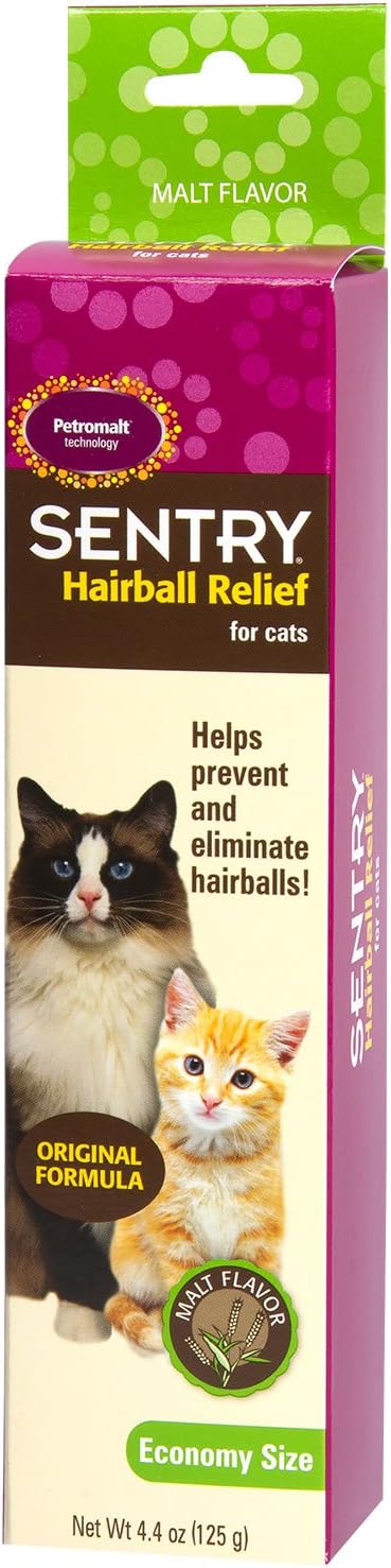 Sentry Hairball Relief for Cats,Malt Flavor,4.4 Ounces and Vet’S Best Cat Hairball Relief Digestive Aid | 60 Chewable Tablets