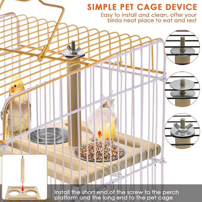 KATUMO Bird Perch Parrot Platform Bird Stand Parrot Playground with 2 Removable Feeding Bowl Cups for Parakeet Lovebird Cockatiel Conure Budgie Small Birds