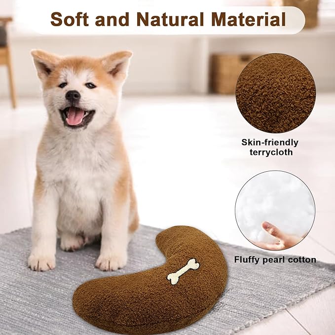 Dog Calming Sleeping Improve Pillow，Pet Neck Pillow for Little Dog Cats Sleep, Animal Puppy Kitten Comfort Blanket Cuddle Buddy Product, U Shaped Neck Pillow for old Joint Relief (Brown)