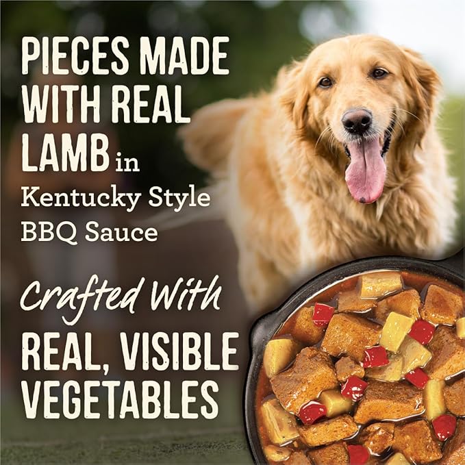 Merrick Slow-Cooked BBQ Premium And Healthy Real Meat Grain Free Canned Dog Food, Kentucky Style With Lamb - (Pack of 12) 12.7 oz. Cans