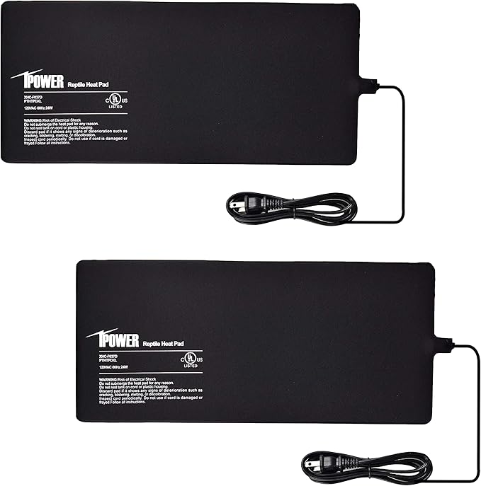 iPower Reptile Heat Pad Under Tank Terrarium Warmer Heating Mat for Turtle, Lizard, Frog, Snake, Reptile, and Other Small Animals, 8X18 Inch, 24W, 2 Pack